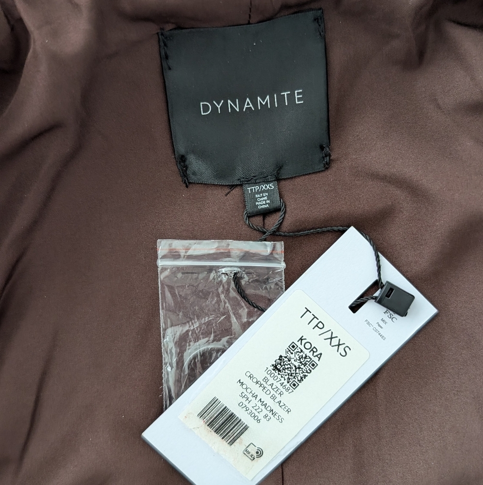 NWT Dynamite Mocha Brown Croc-Embossed Faux Leather Blazer/Jacket - Picture 2 of 5